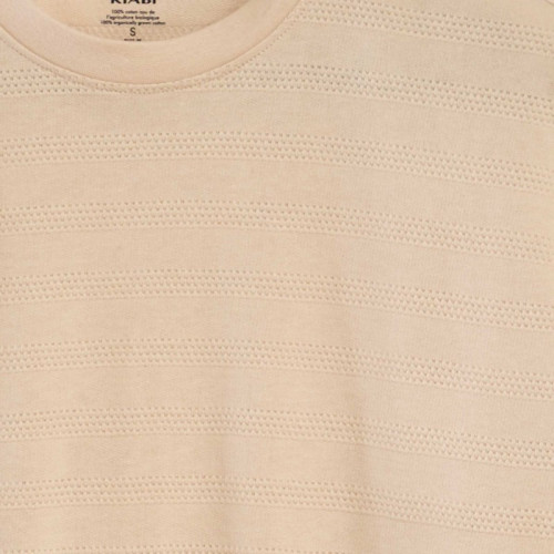 T-shirt en coton texturé - Beige