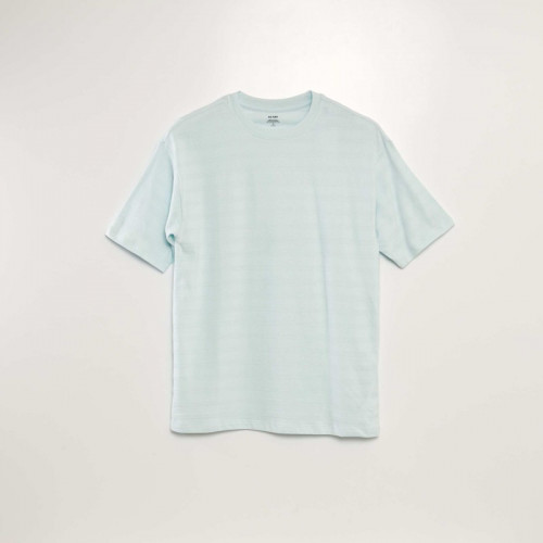 T-shirt en coton texturé - Bleu ciel