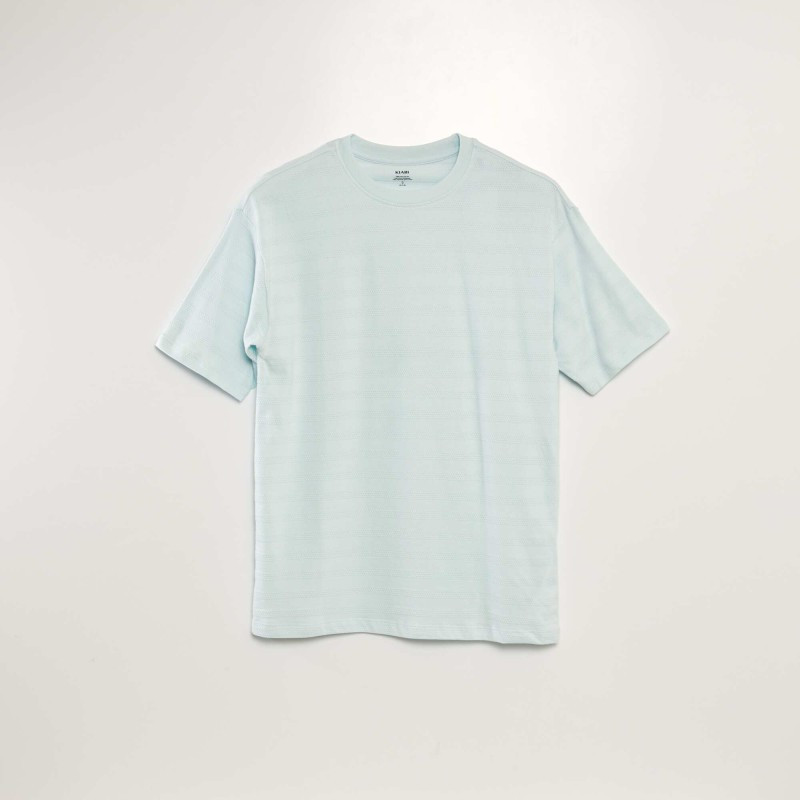 T-shirt en coton texturé - Bleu ciel