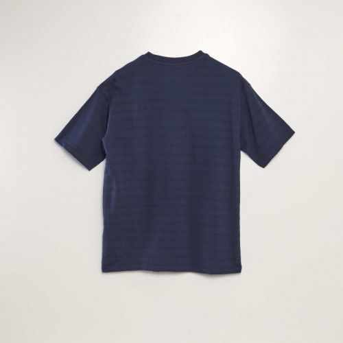 T-shirt en coton texturé - Bleu nuit