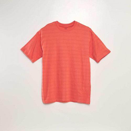 T-shirt en coton texturé - Orange