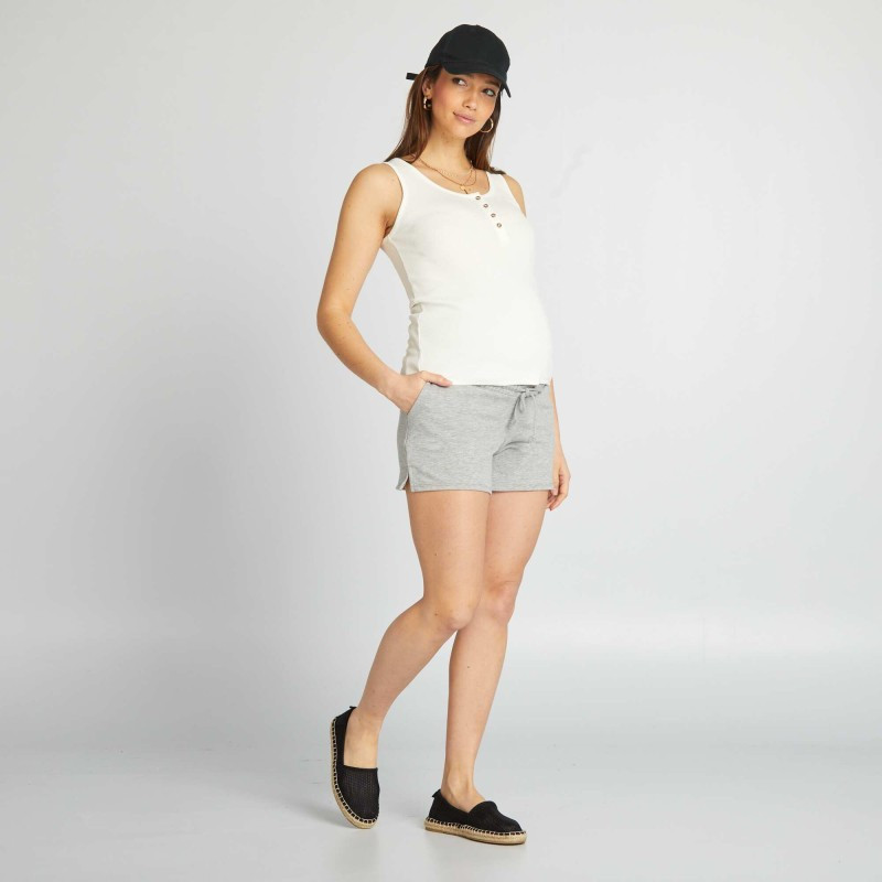 Short grossesse en molleton uni - Gris