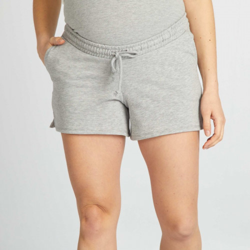 Short grossesse en molleton uni - Gris