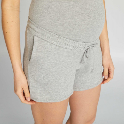 Short grossesse en molleton uni - Gris