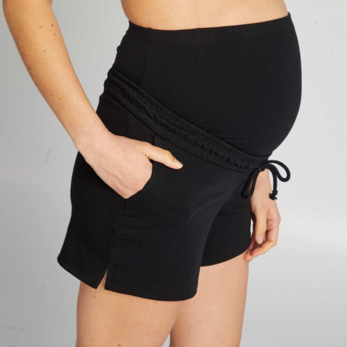 Short grossesse en molleton uni - Noir