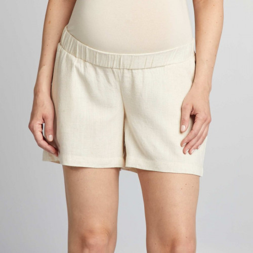 Short en lin mélangé grossesse - Beige