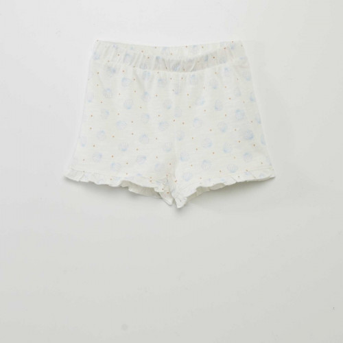 Ensemble pyjama short + t-shirt - 2 pièces - Blanc