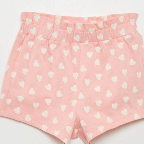 Ensemble t-shirt + short imprimé - 2 pièces - Rose pâle