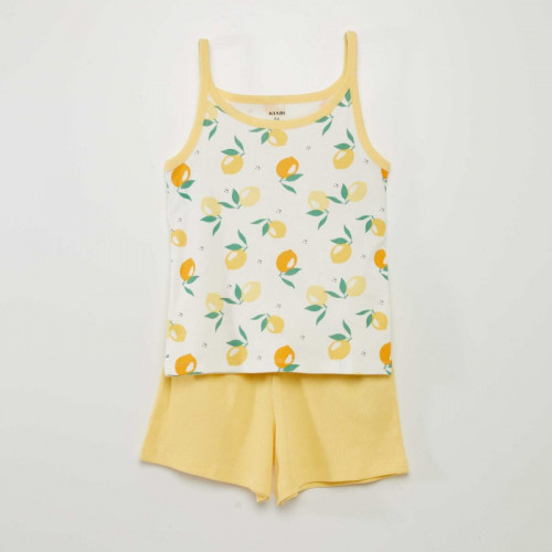 Pyjama court top + short - 2 pièces - Jaune