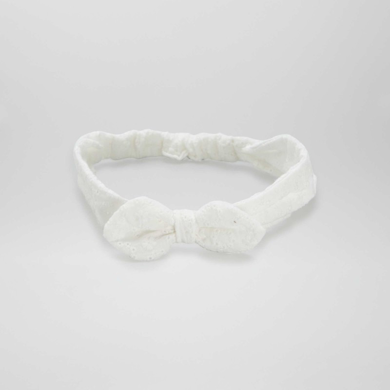 Bandeau pour les cheveux en broderies anglaises - Blanc