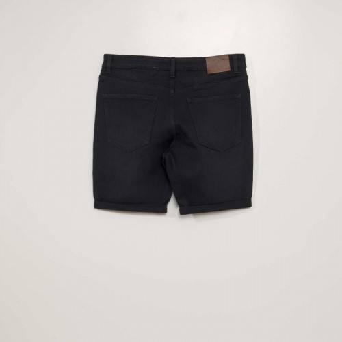 Bermuda slim en jean à 5 poches - Noir