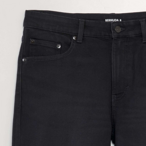 Bermuda slim en jean à 5 poches - Noir