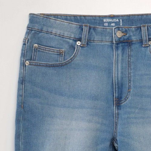 Bermuda slim en jean à 5 poches - Double stone