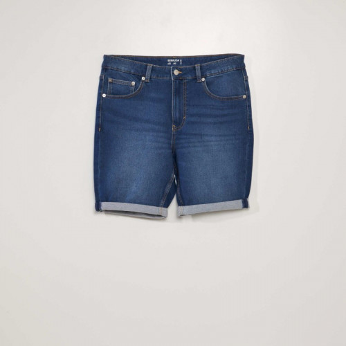 Bermuda slim en jean à 5 poches - Stone