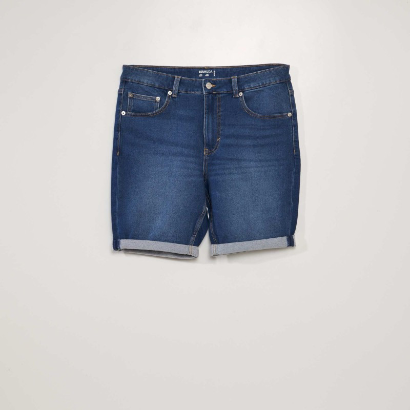 Bermuda slim en jean à 5 poches - Stone