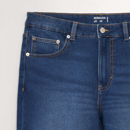 Bermuda slim en jean à 5 poches - Stone