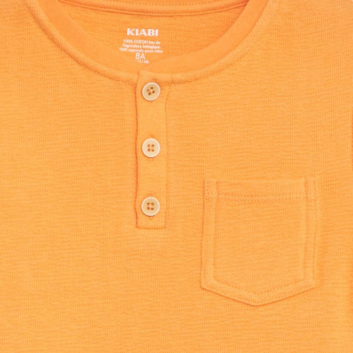 T-shirt en coton à col tunisien - Orange