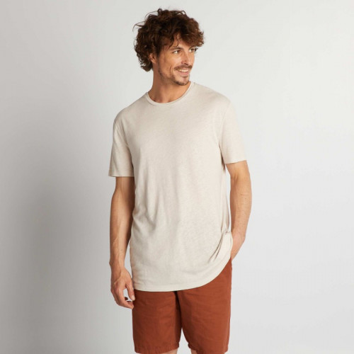 T-shirt en lin mélangé - Beige