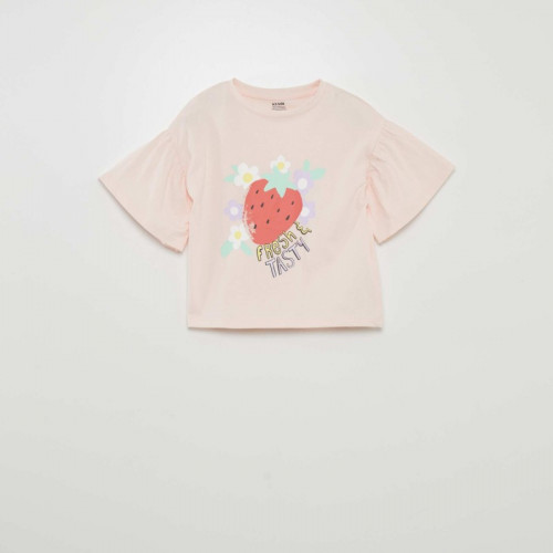 T-shirt imprimé 'fruits' manches courtes - Rose