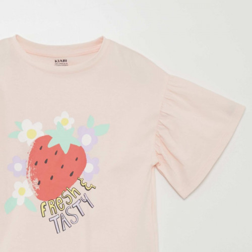 T-shirt imprimé 'fruits' manches courtes - Rose