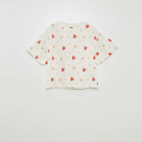 T-shirt imprimé 'fruits' manches courtes - Blanc