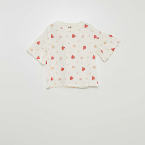 T-shirt imprimé 'fruits' manches courtes - Blanc