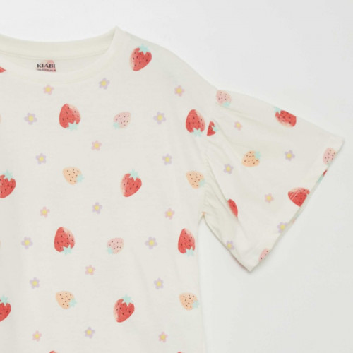 T-shirt imprimé 'fruits' manches courtes - Blanc