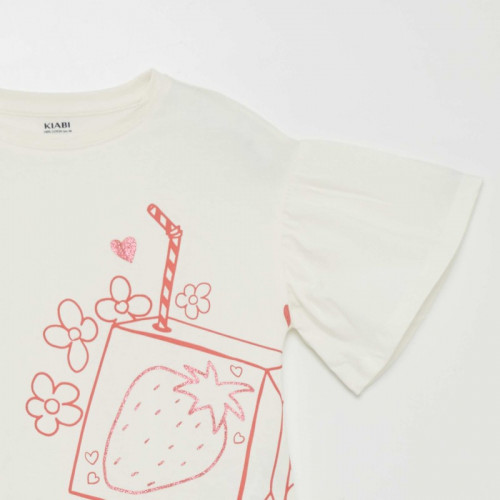 T-shirt imprimé 'fruits' manches courtes - Blanc