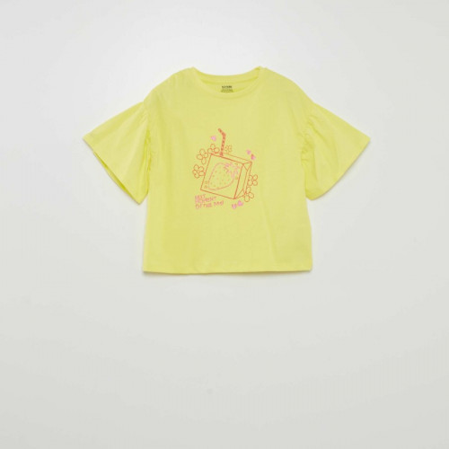 T-shirt imprimé 'fruits' manches courtes - Jaune