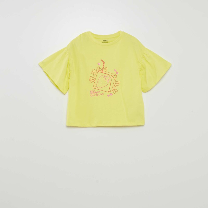 T-shirt imprimé 'fruits' manches courtes - Jaune