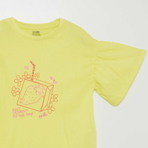 T-shirt imprimé 'fruits' manches courtes - Jaune