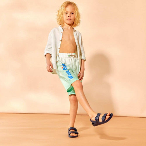 Short de bain long - Vert tie and dye