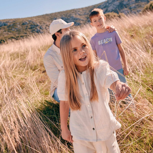 Chemisier en gaze de coton - Blanc