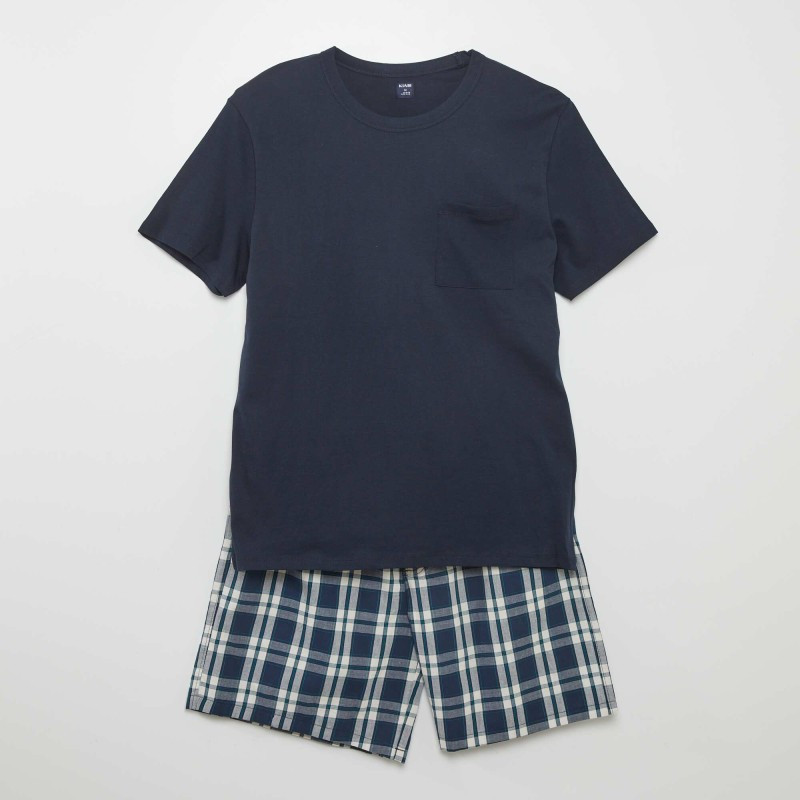 Pyjama court - short + tee-shirt - 2 pièces - Bleu