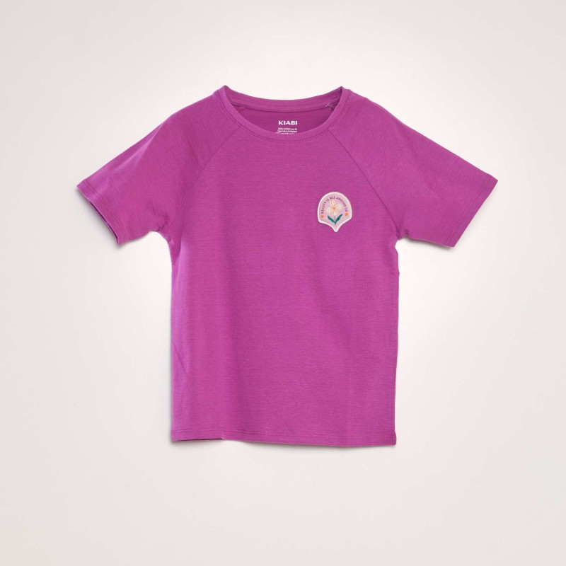 T-shirt en coton à col rond - Violet