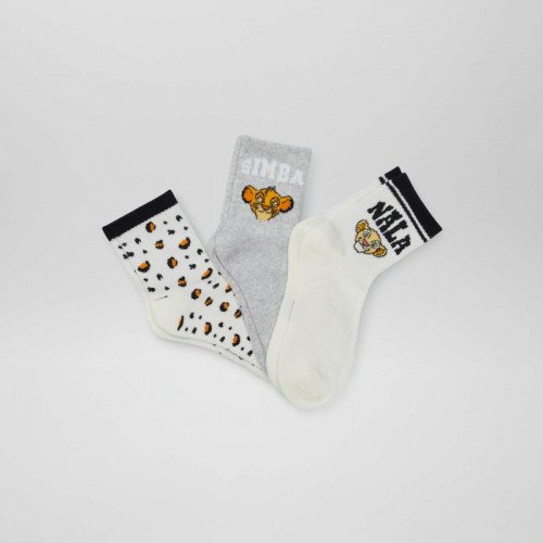 Lot de chaussettes imprimées 'Le Roi Lion' - 3 paires - Blanc