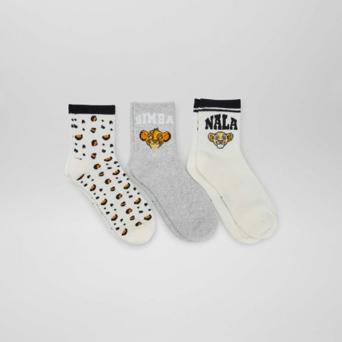 Lot de chaussettes imprimées 'Le Roi Lion' - 3 paires - Blanc