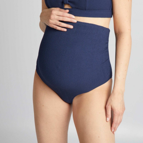 Culotte de bain maternité maille gaufrée - Bleu marine