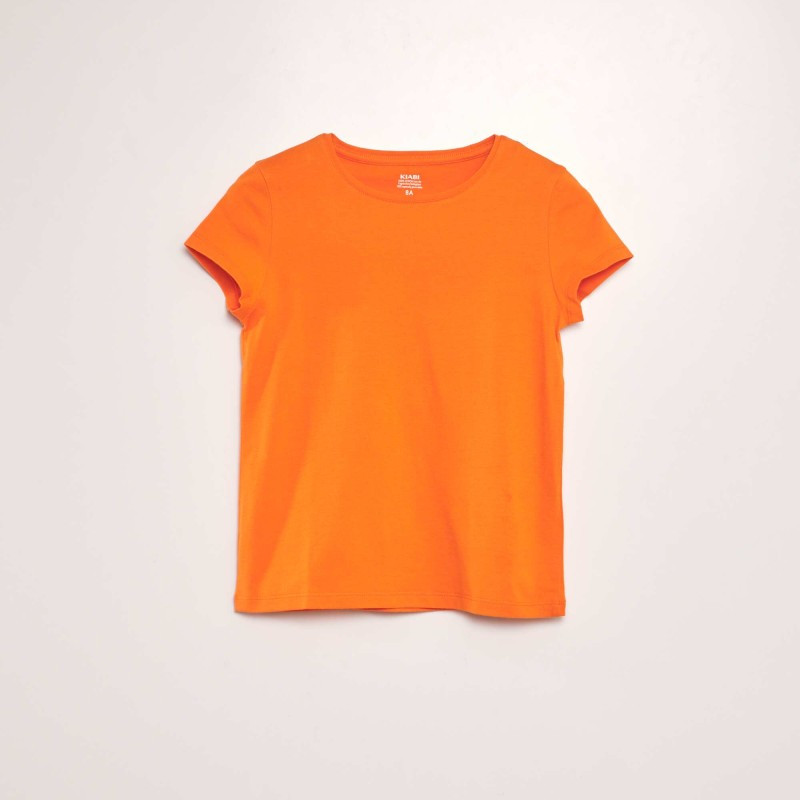 T-shirt uni à col rond - Orange