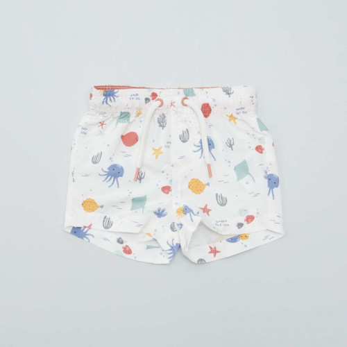 Short de bain fantaisie - Blanc