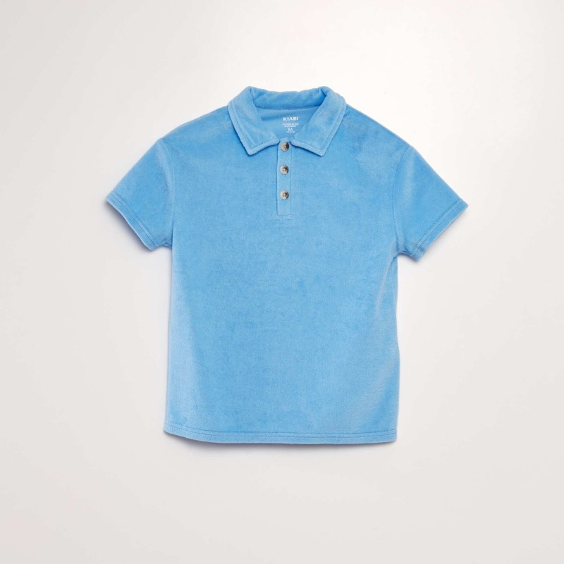 Polo uni en éponge - Bleu