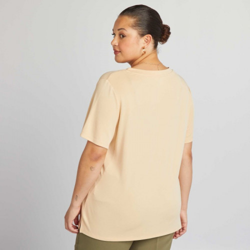 T-shirt manches courtes stretch - Crème