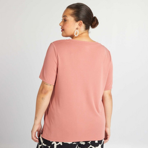 T-shirt manches courtes stretch - Vieux rose