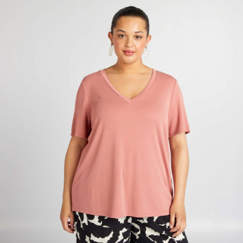 T-shirt manches courtes stretch - Vieux rose