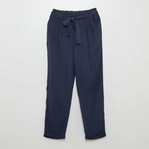 Pantalon chino fluide à nouer - Bleu