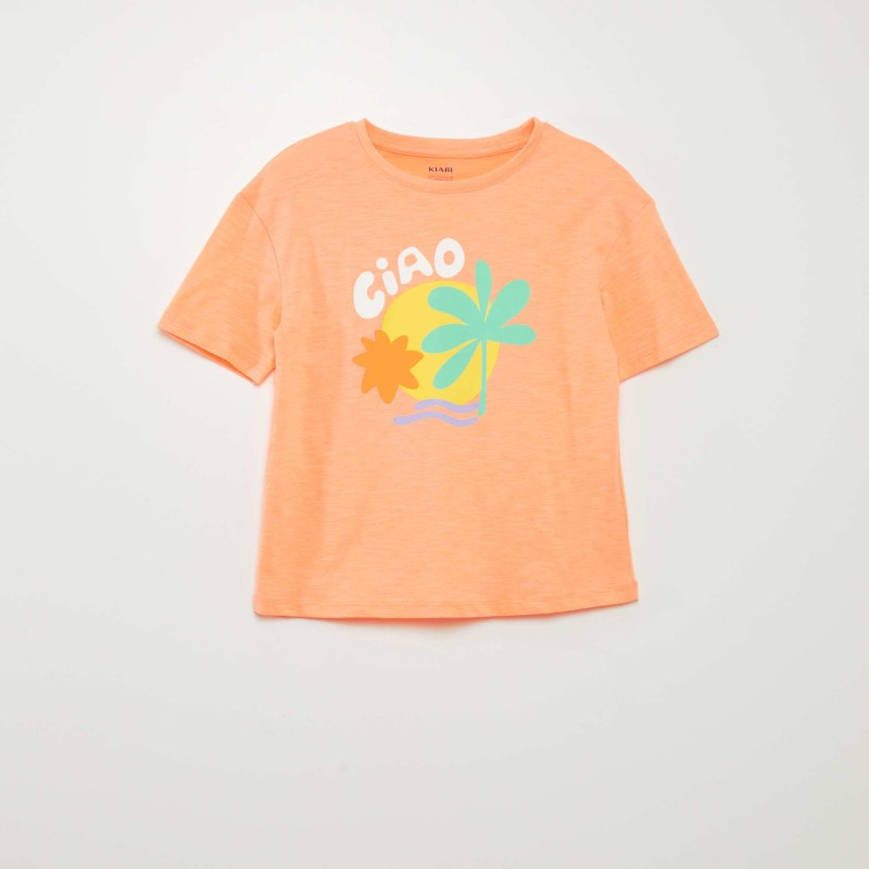 T-shirt en jersey imprimé - Orange