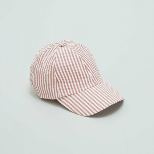 Casquette rayée avec broderie voilier - Beige