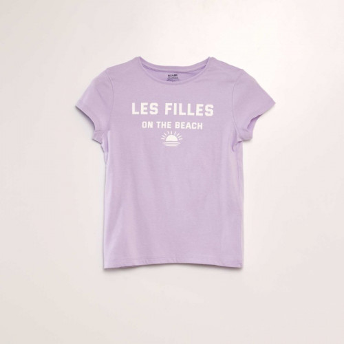 Lot de 2 tee-shirts à message - Violet/blanc