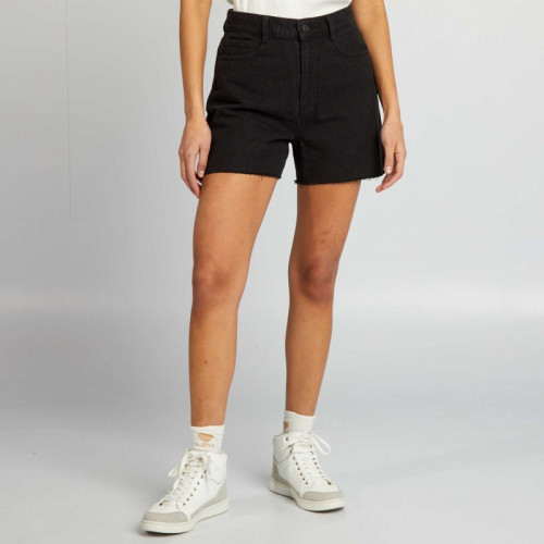 Short en jean coupé à cru - Noir