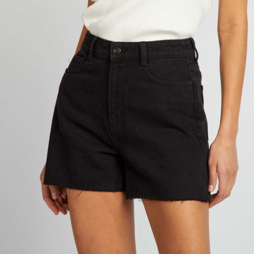 Short en jean coupé à cru - Noir